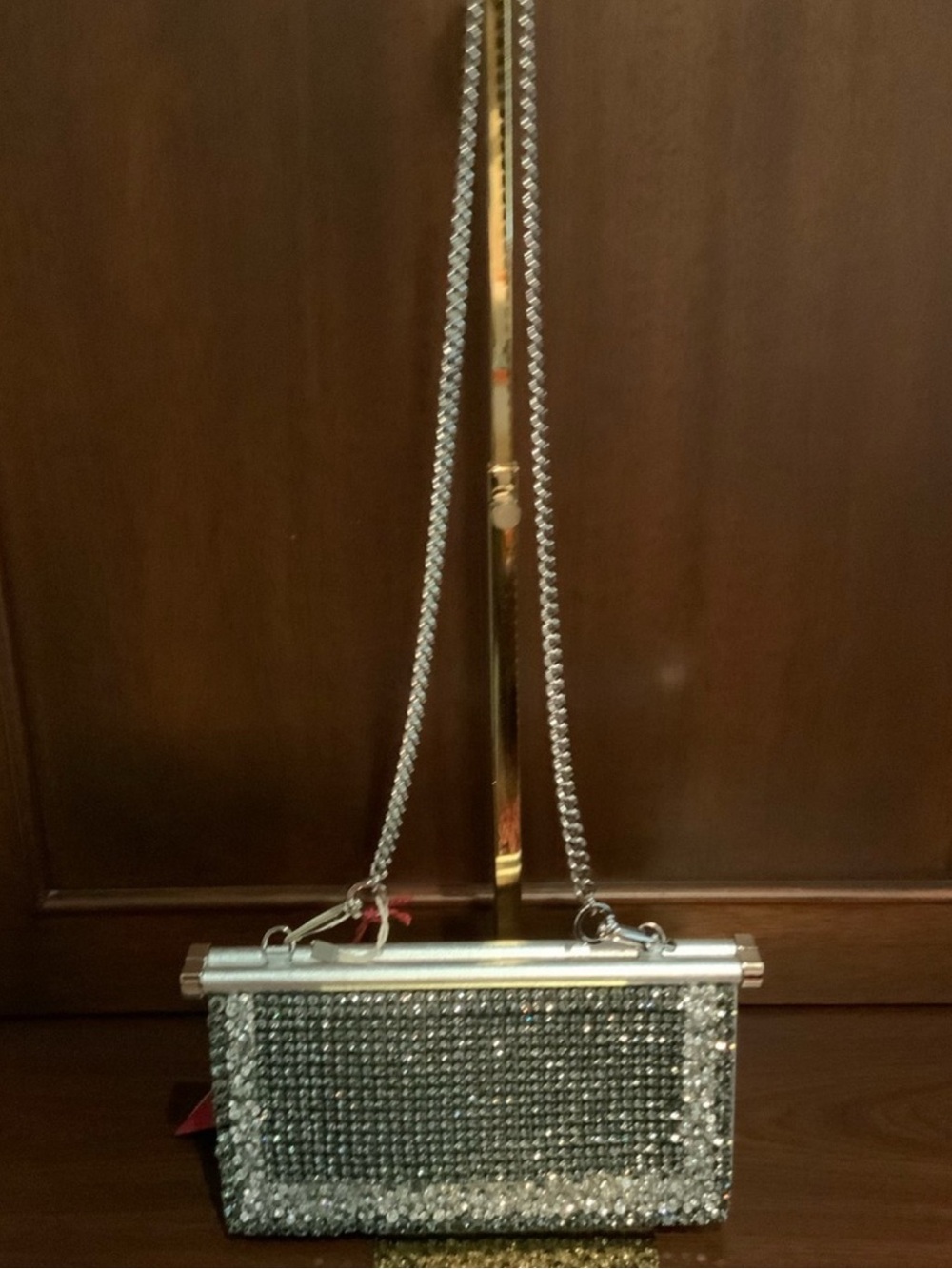 Valentino Garavani Silver Crystal Chain Clutch
